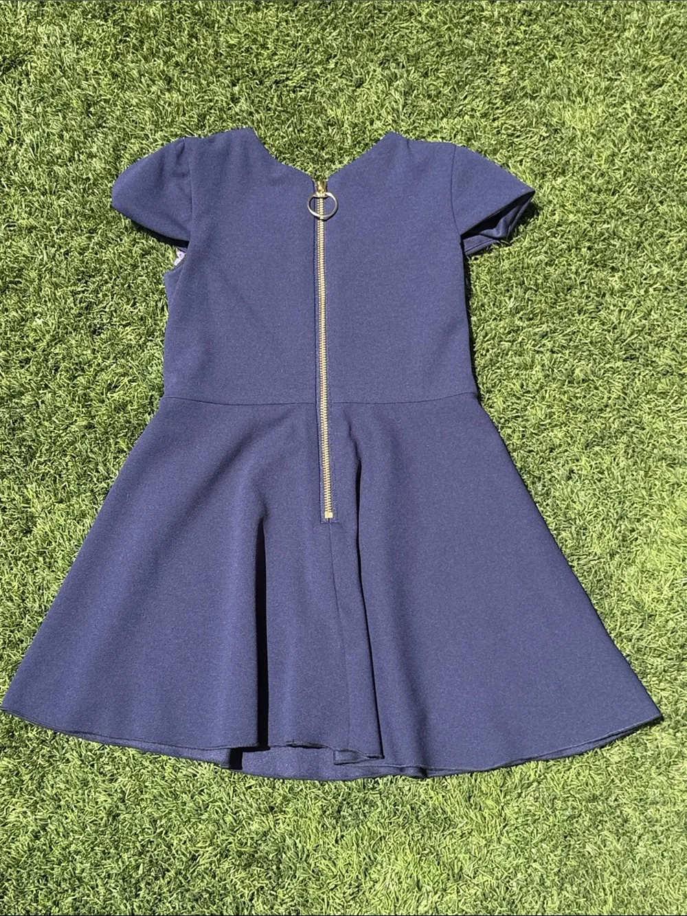 Zoe Ltd Navy Dress with Multicolor Floral Appliqué